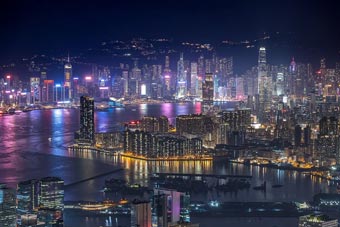 Hongkong, éjjeli kikötő